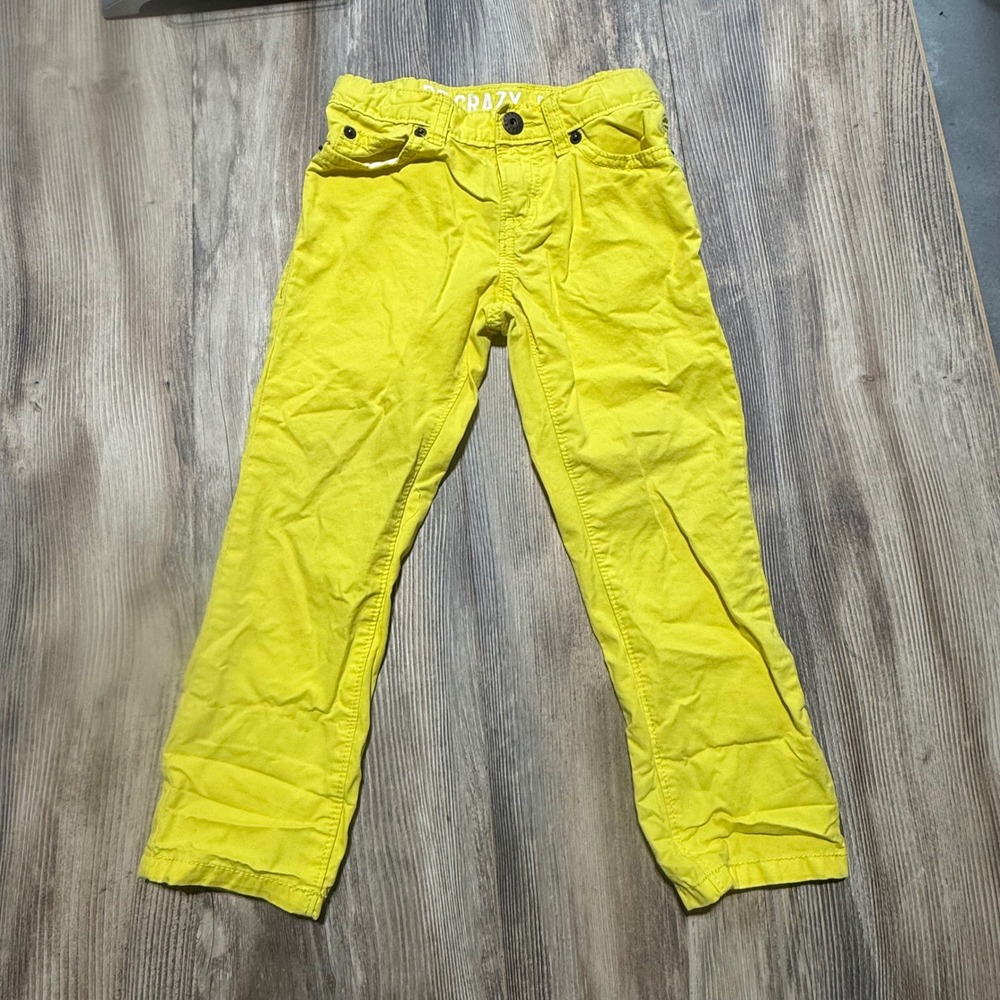 Crazy 8 Boys Yellow Rocker Fit Chino Pants Size 4 Adjustable Waist Slim Jeans